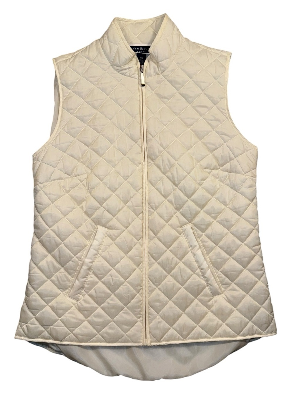 Karen Scott XS Sport Ivory White Quilted Vest Women’s Lightweight Zip Up Soft